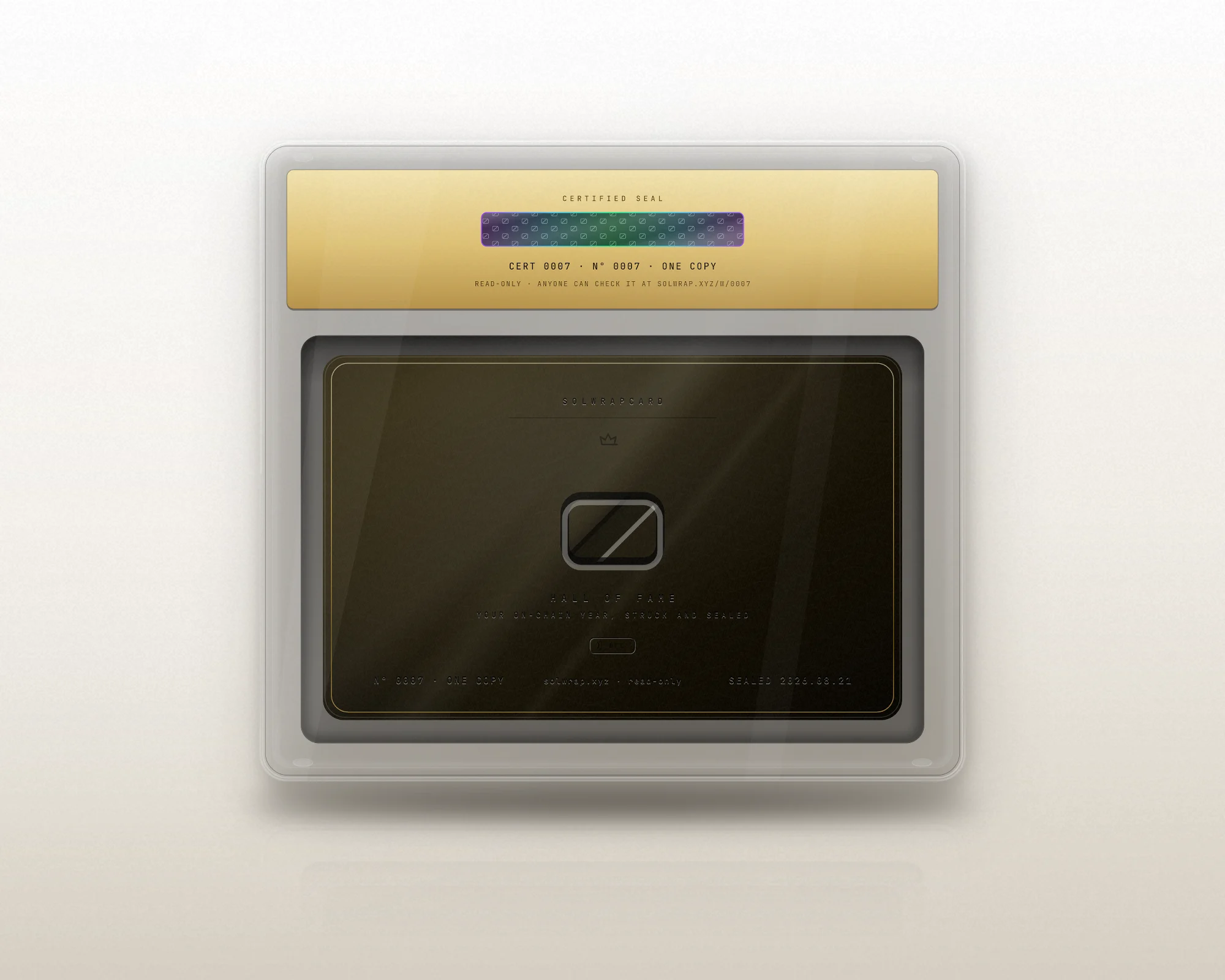 Hall of Fame, the sealed case seen from the back