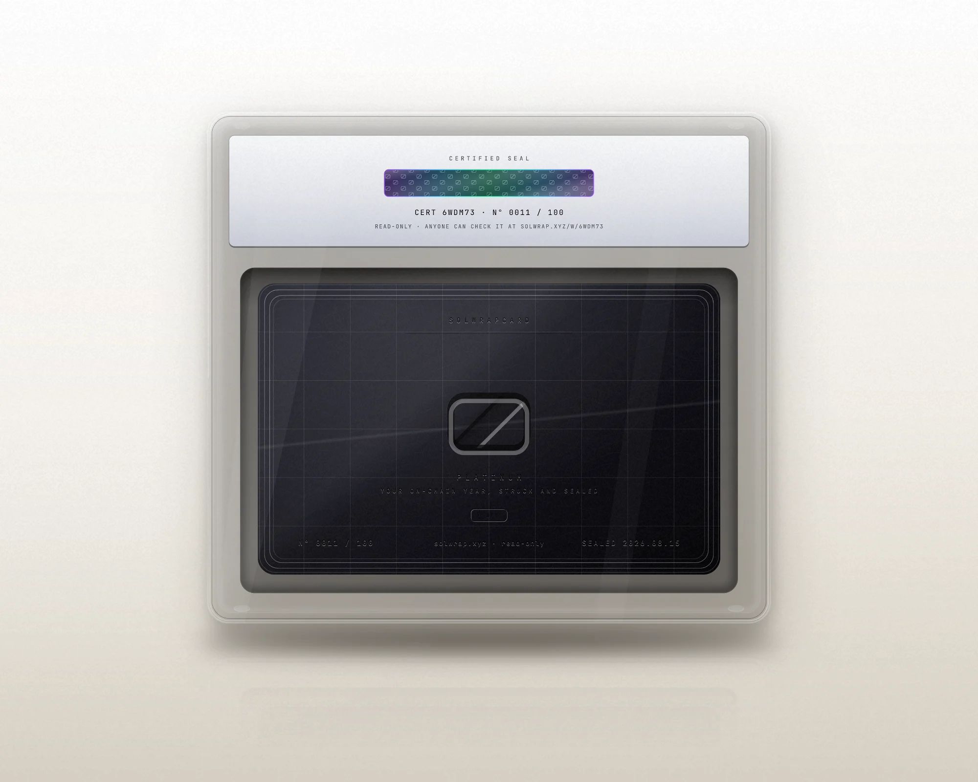 The Platinum, the sealed case seen from the back